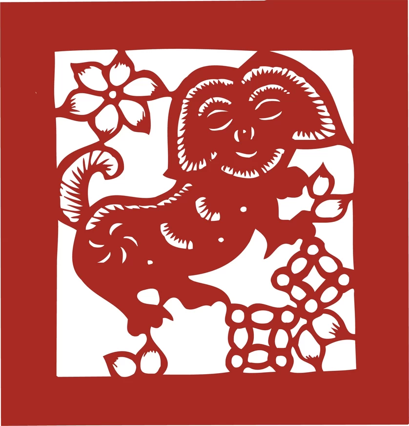 中国风中式传统喜庆民俗人物动物窗花剪纸插画边框AI矢量PNG素材【1575】